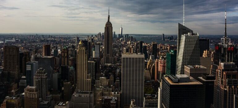 An aerial view of New York City.