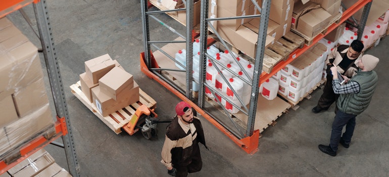 People in storage space